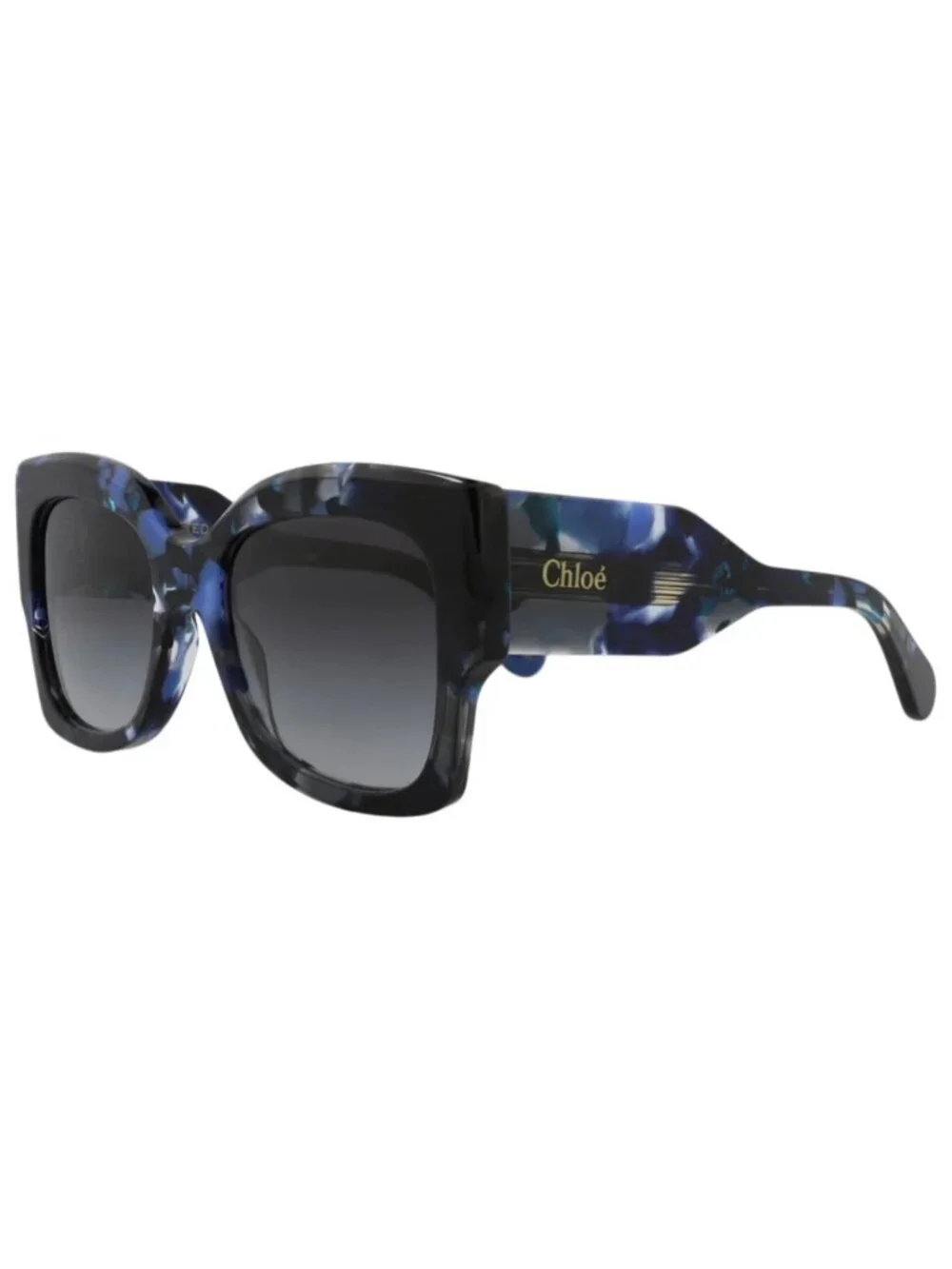 New Chloé Women's Sunglasses Square Rectangle Recycled Acetate Frame Blue Blue